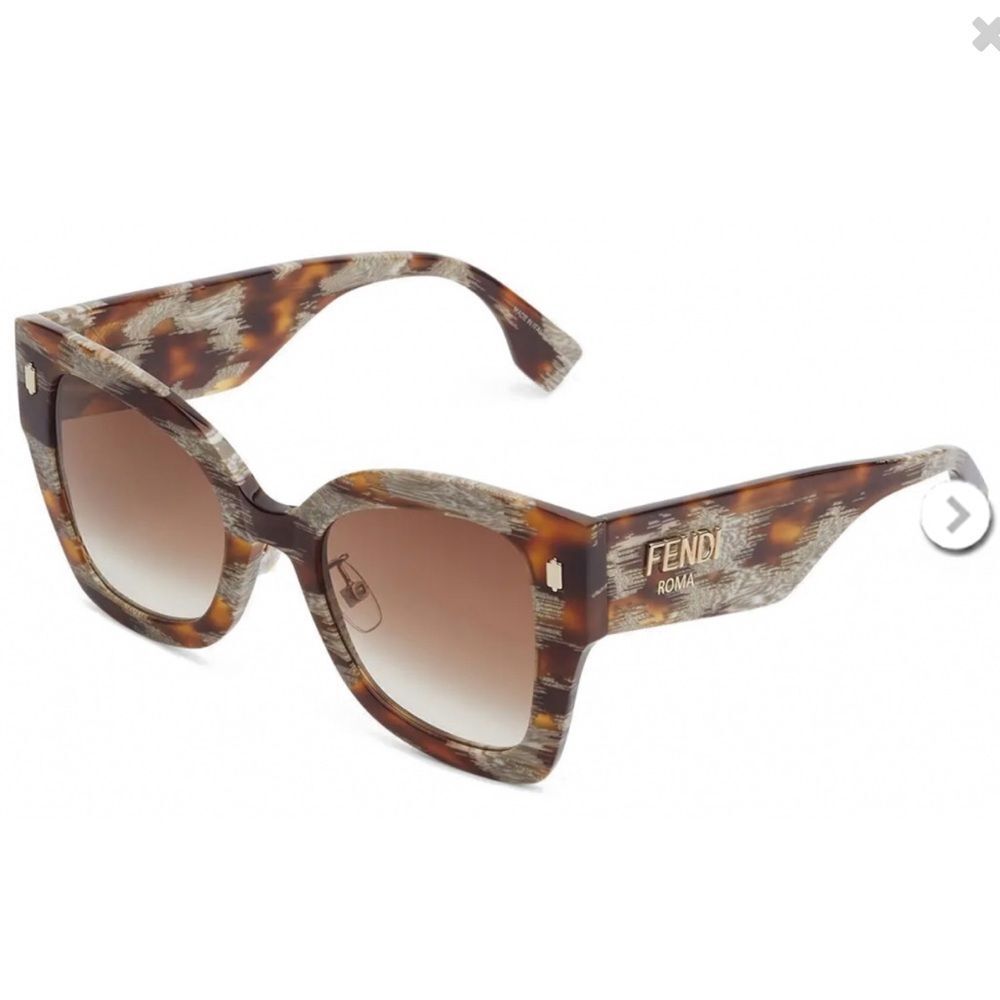 FENDI Roma Brown Havana Python FF0435L Gradient Cat Eye Sunglasses